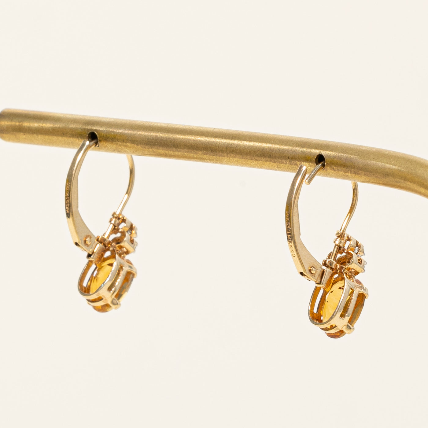 Citrine & Diamond Huggie Earrings | 1.30ctw, 0.02ctw |