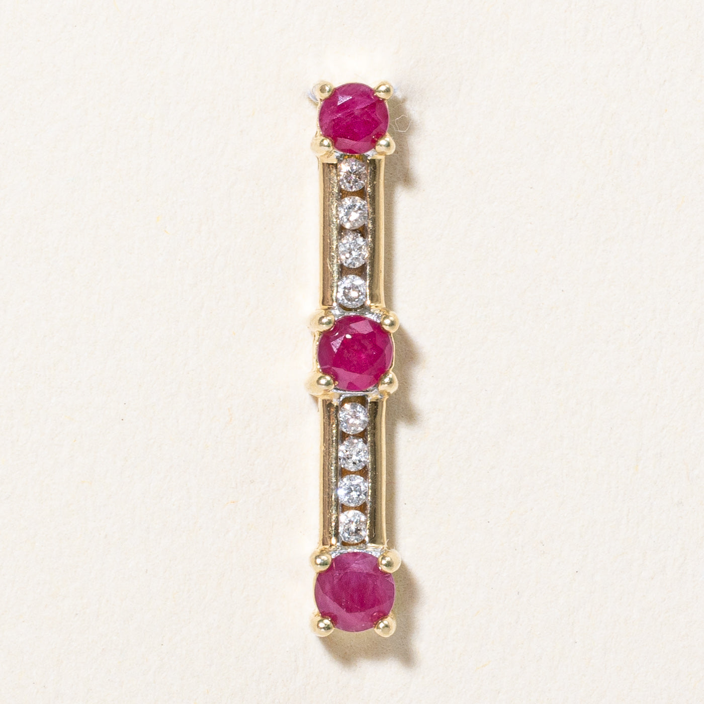 Ruby & Diamond Column Pendant | 0.35ctw, 0.10ctw |