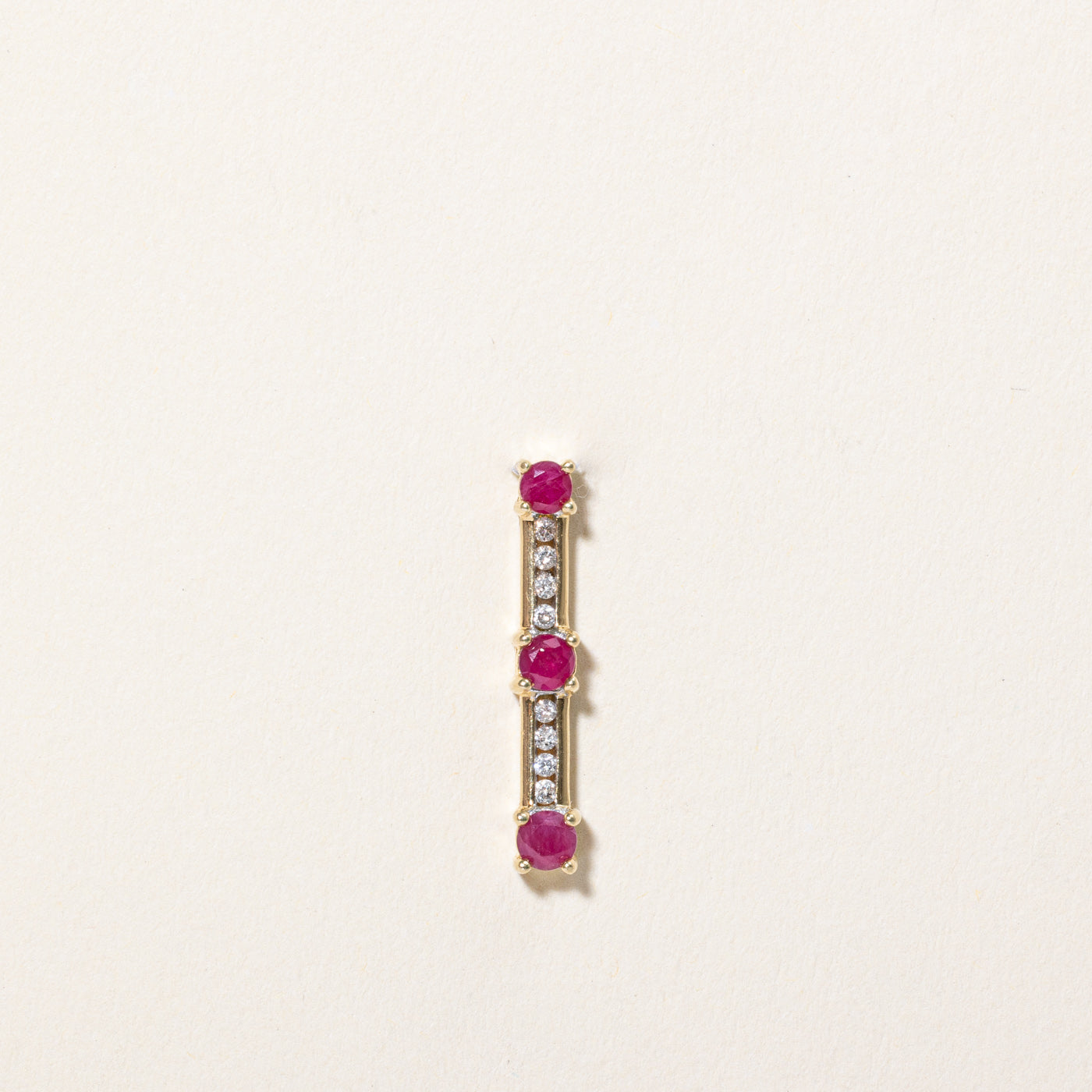 Ruby & Diamond Column Pendant | 0.35ctw, 0.10ctw |