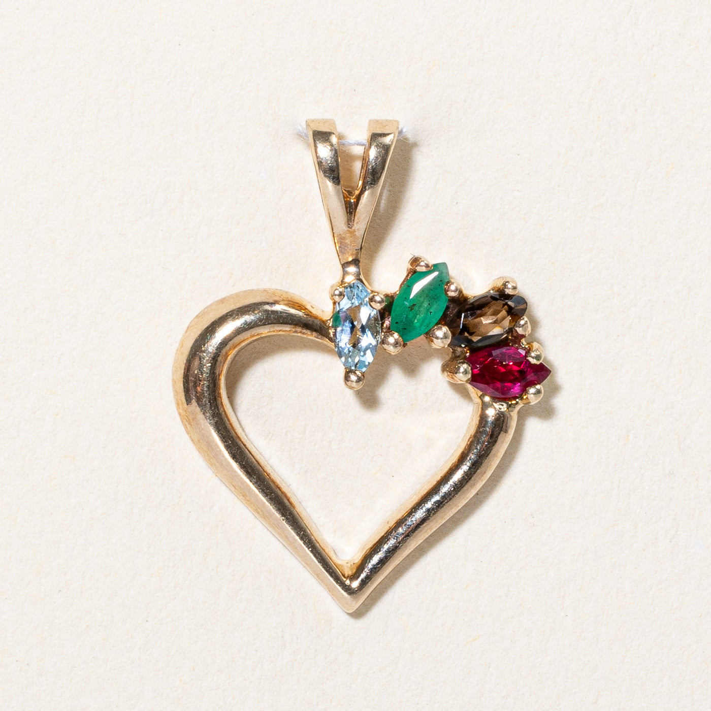 Multi Gemstone Heart Pendant | 0.23ctw |