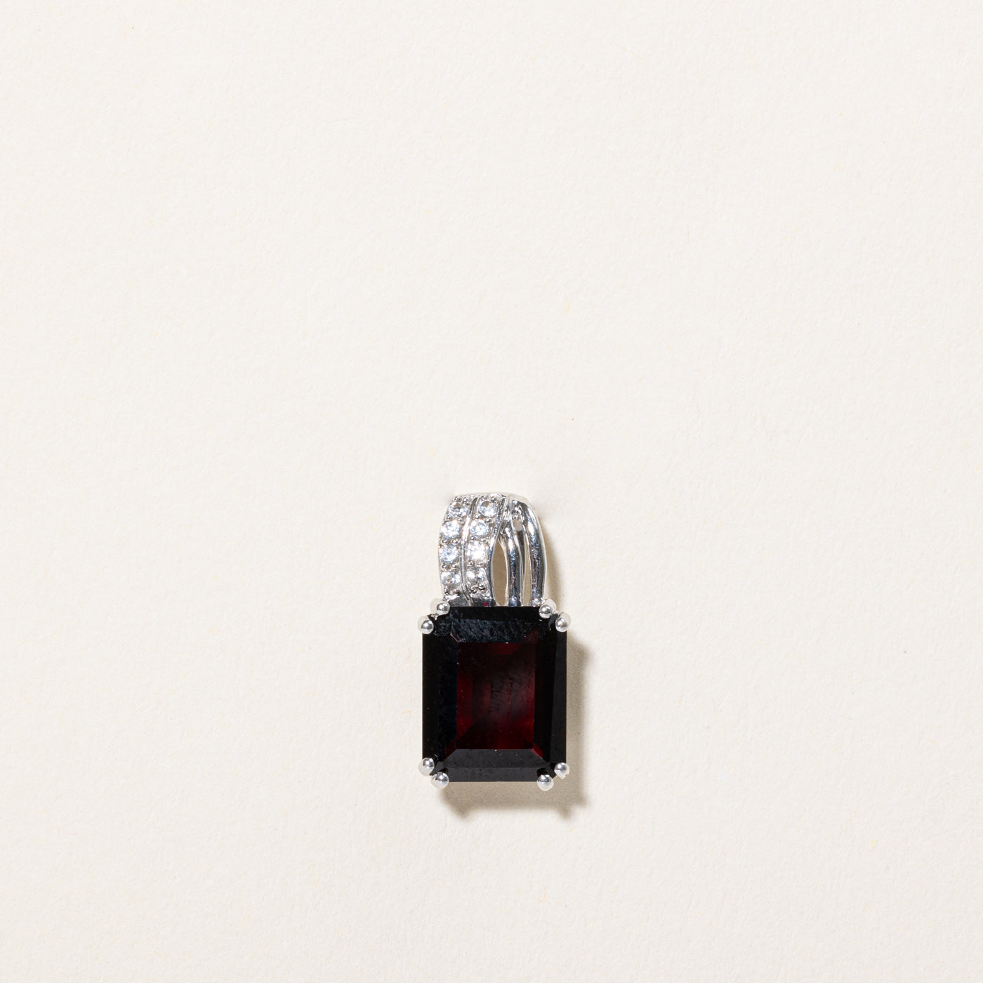 Garnet & Synthetic Colourless Sapphire Pendant | 4.10ct, 0.05ctw |