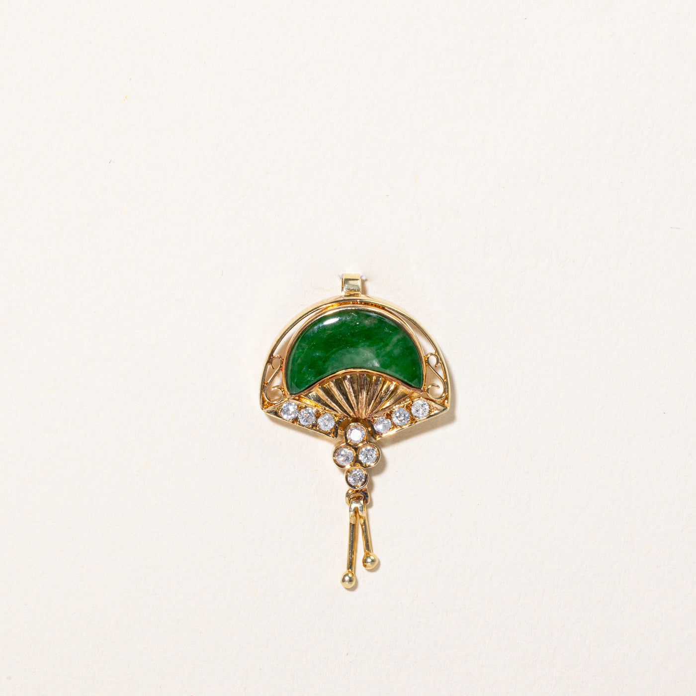 Jadeite & Diamond Art Deco Style Pendant | 1.20ct, 0.15ctw |