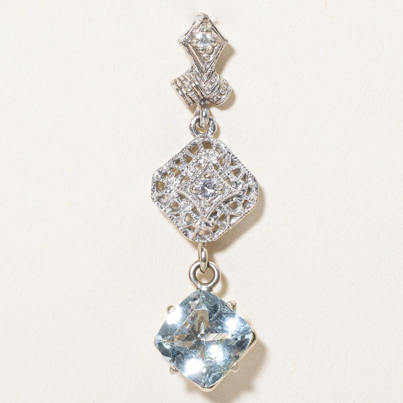Aquamarine & Diamond Drop Pendant | 1.65ct, 0.07ctw |