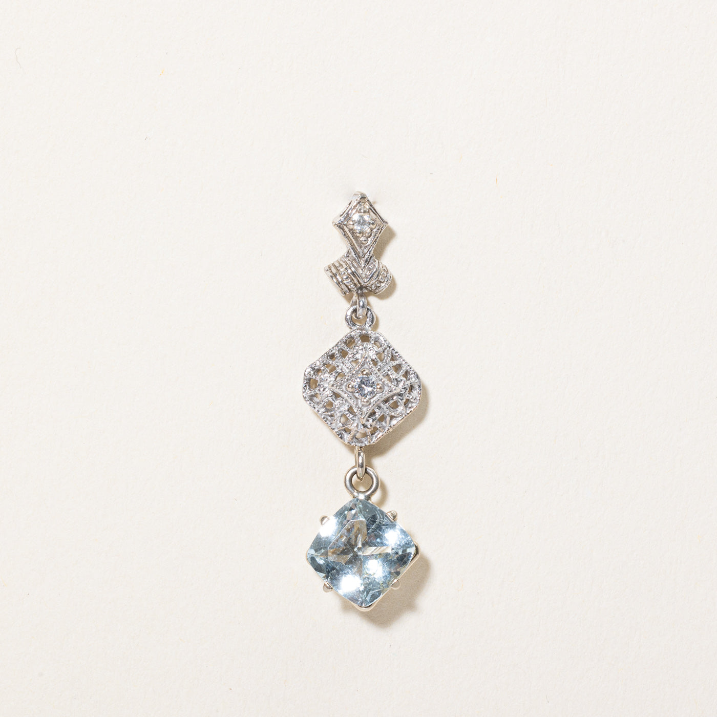 Aquamarine & Diamond Drop Pendant | 1.65ct, 0.07ctw |