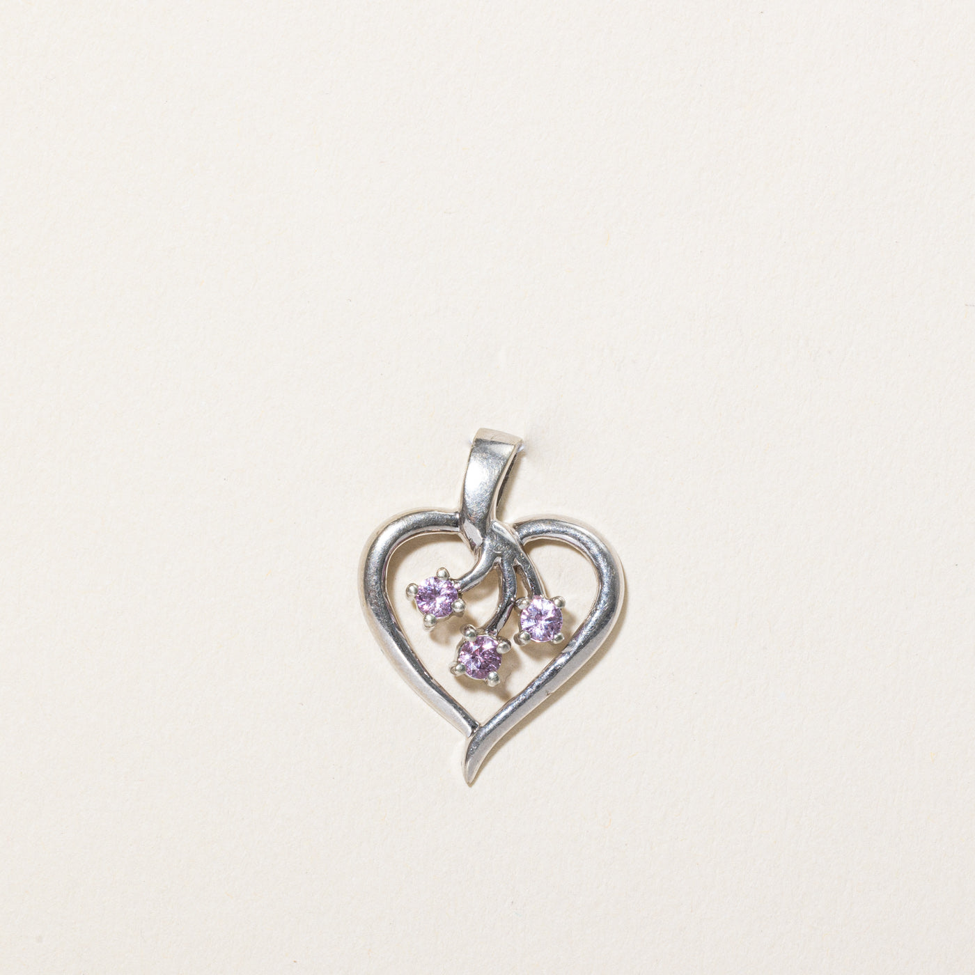 Synthetic Pink Sapphire Heart Pendant | 0.27ctw |