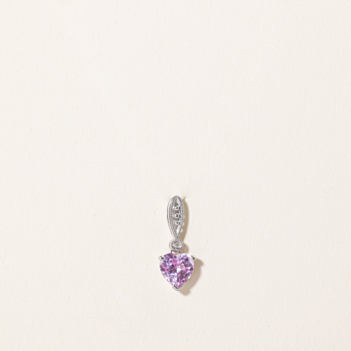 Synthetic Pink Sapphire & Natural Diamond Heart Pendant | 1.00ct, 0.005ct |