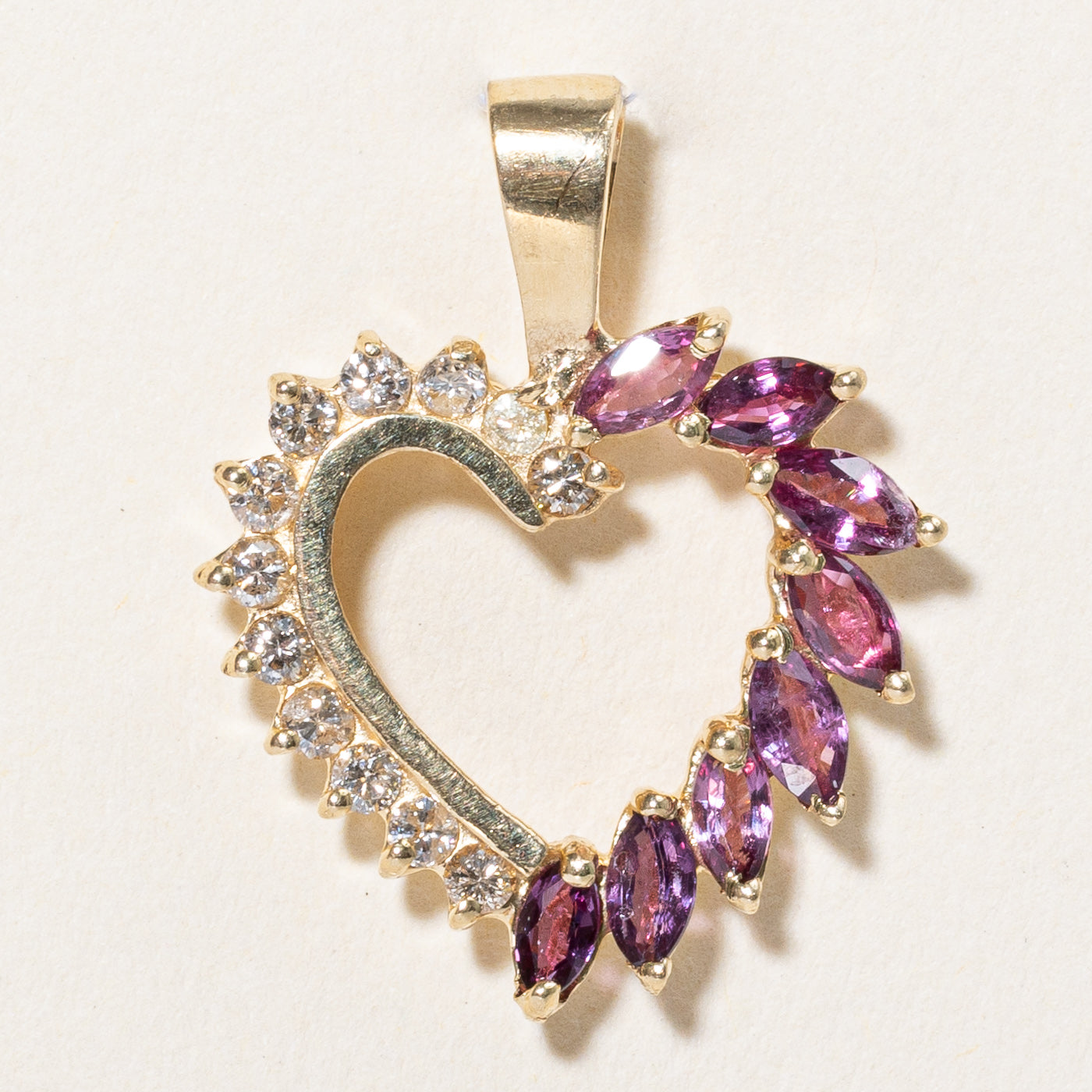 Ruby & Diamond Heart Pendant | 1.00ctw, 0.36ctw |