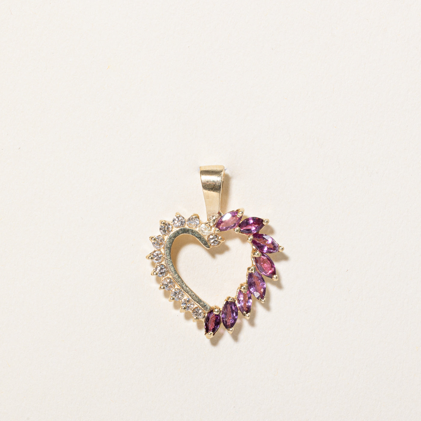 Ruby & Diamond Heart Pendant | 1.00ctw, 0.36ctw |