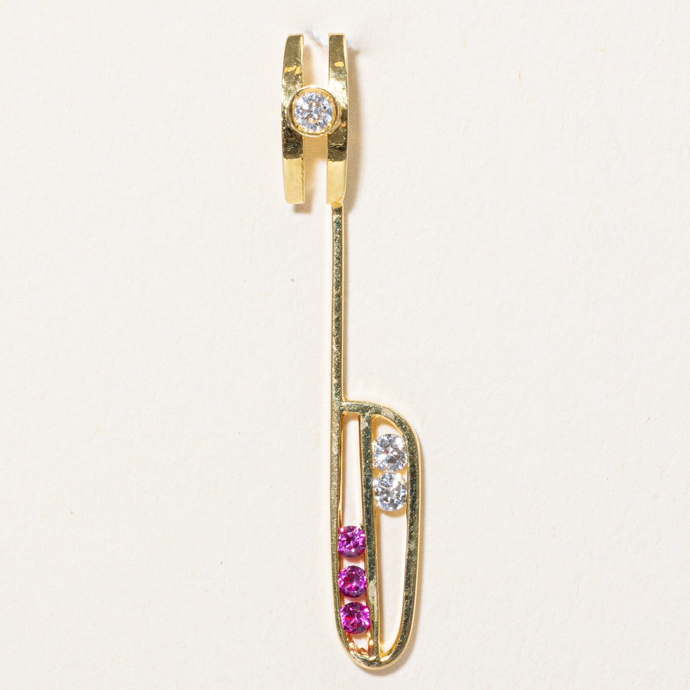 Diamond & Synthetic Ruby Drop Pendant | 0.11ctw, 0.09ctw |