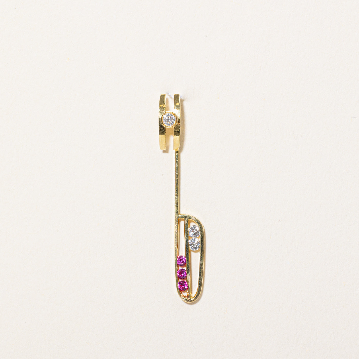 Diamond & Synthetic Ruby Drop Pendant | 0.11ctw, 0.09ctw |
