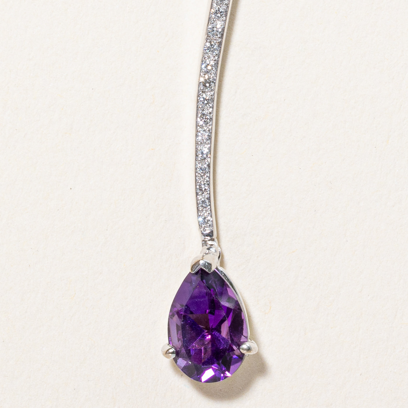 Amethyst & Diamond Drop Pendant | 1.10ct, 0.18ctw |