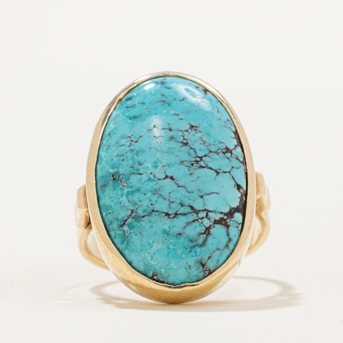 Bague cocktail turquoise poinçonnée ouzbèke 1999 | 12,00 ct | Taille 6,5 |