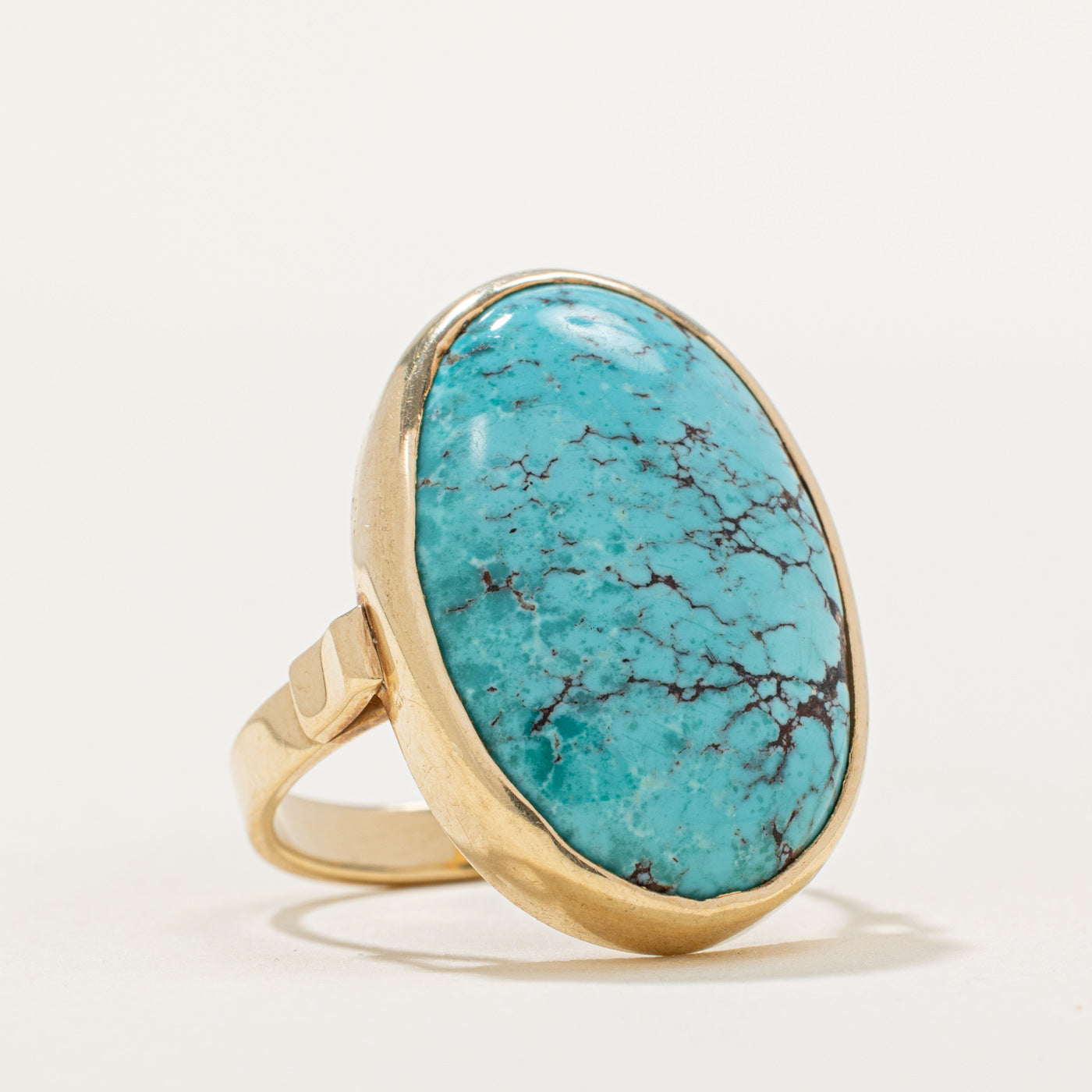 Bague cocktail turquoise poinçonnée ouzbèke 1999 | 12,00 ct | Taille 6,5 |