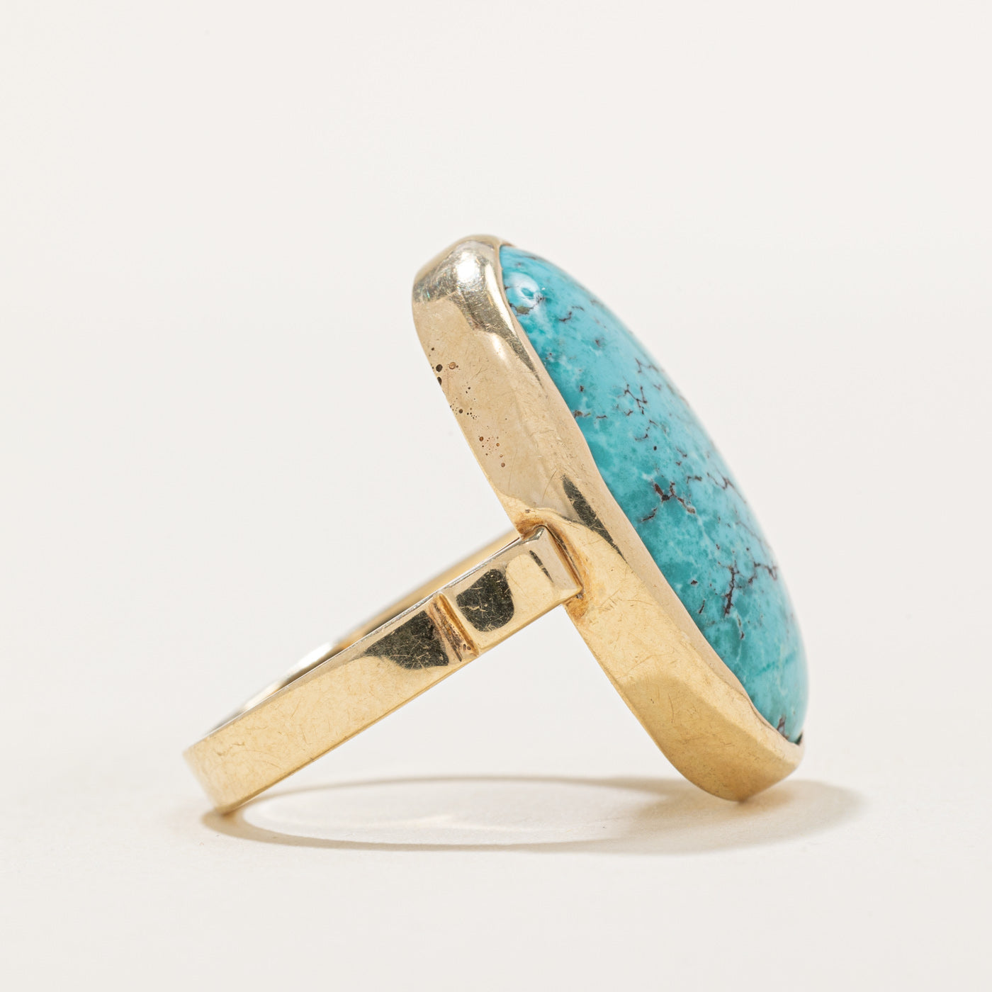 Bague cocktail turquoise poinçonnée ouzbèke 1999 | 12,00 ct | Taille 6,5 |