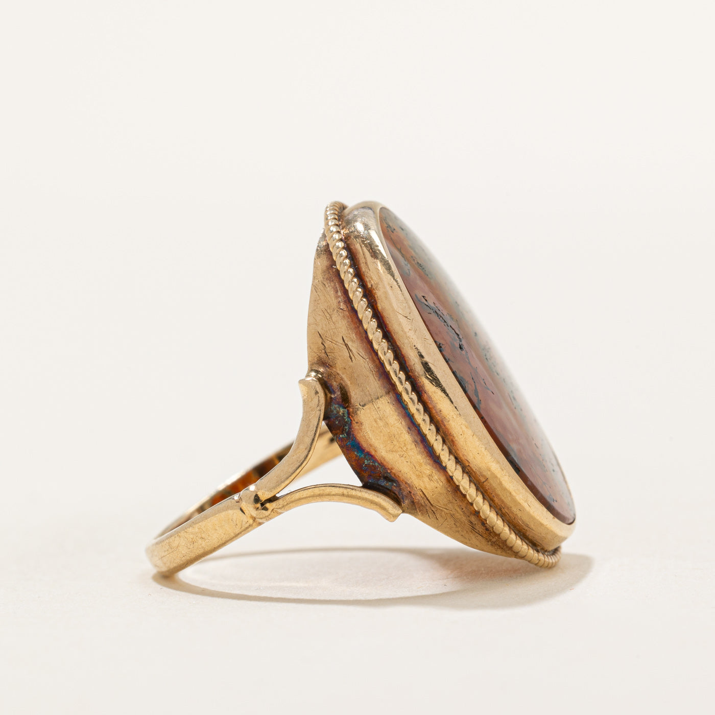 Bague cocktail en agate mousse de Birmingham 1972 | 6,00 ct | Taille 6,25 |