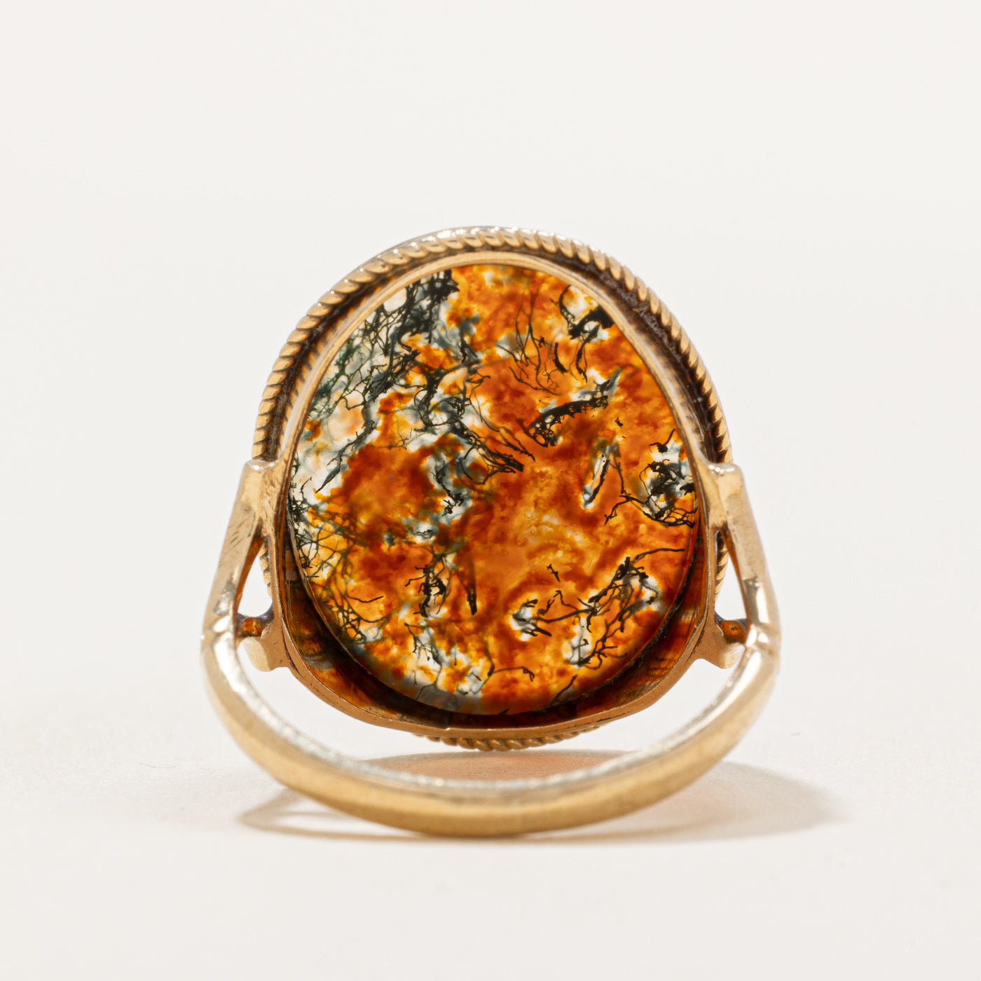 Bague cocktail en agate mousse de Birmingham 1972 | 6,00 ct | Taille 6,25 |