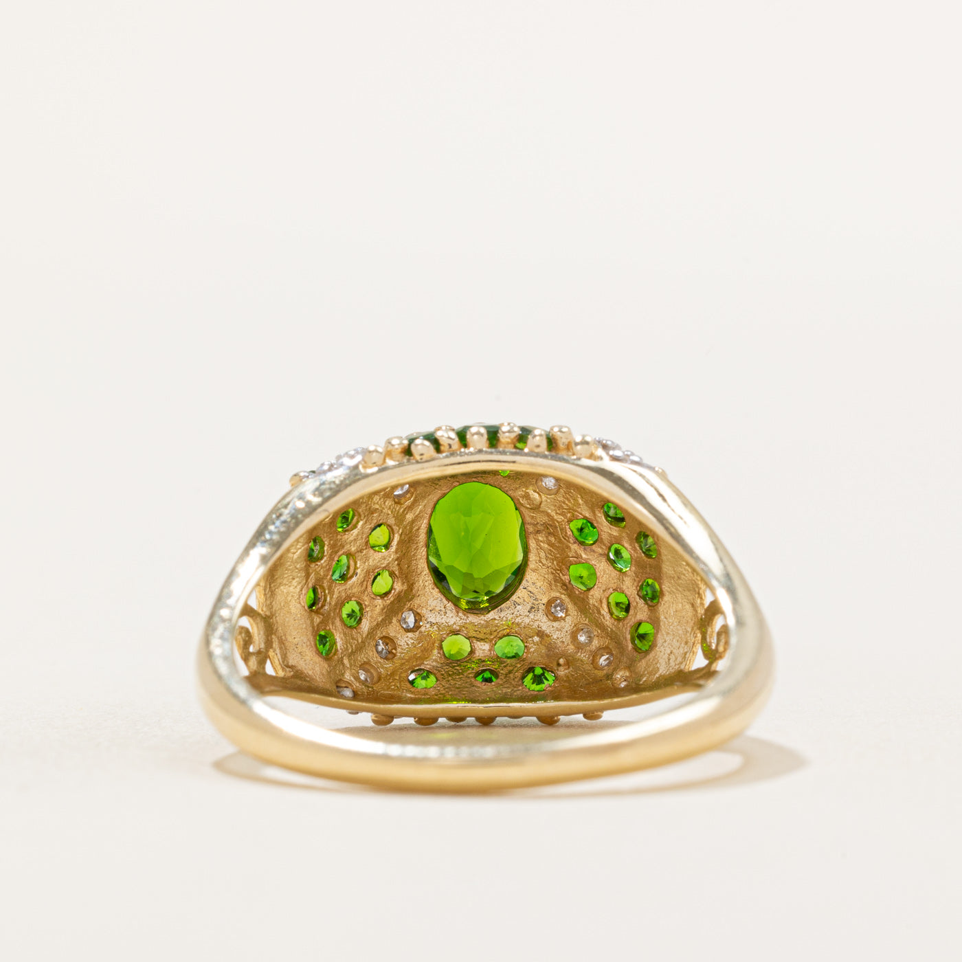 Chrome Diopside & Diamond Cocktail Ring | 1.50ctw, 0.08ctw | SZ 9 |