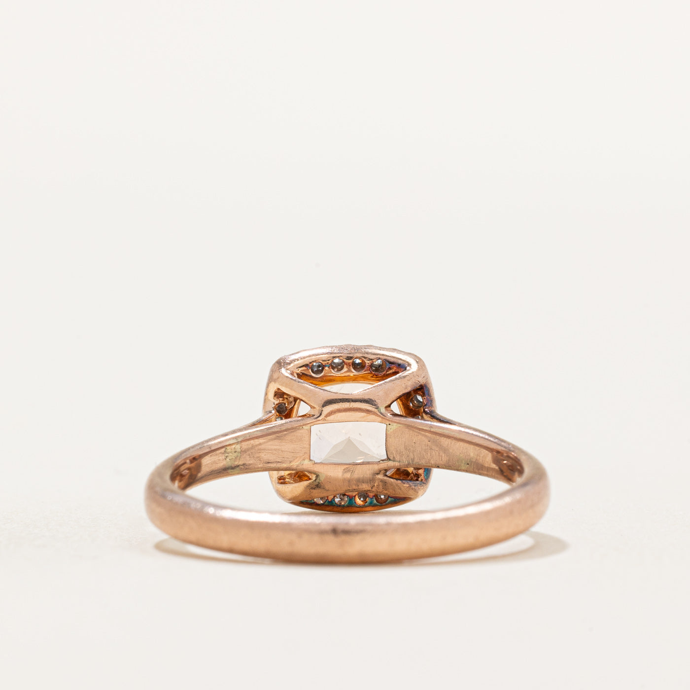 Cushion Cut Morganite & Diamond Halo Ring | 1.00ct, 0.05ctw | SZ 7.25 |