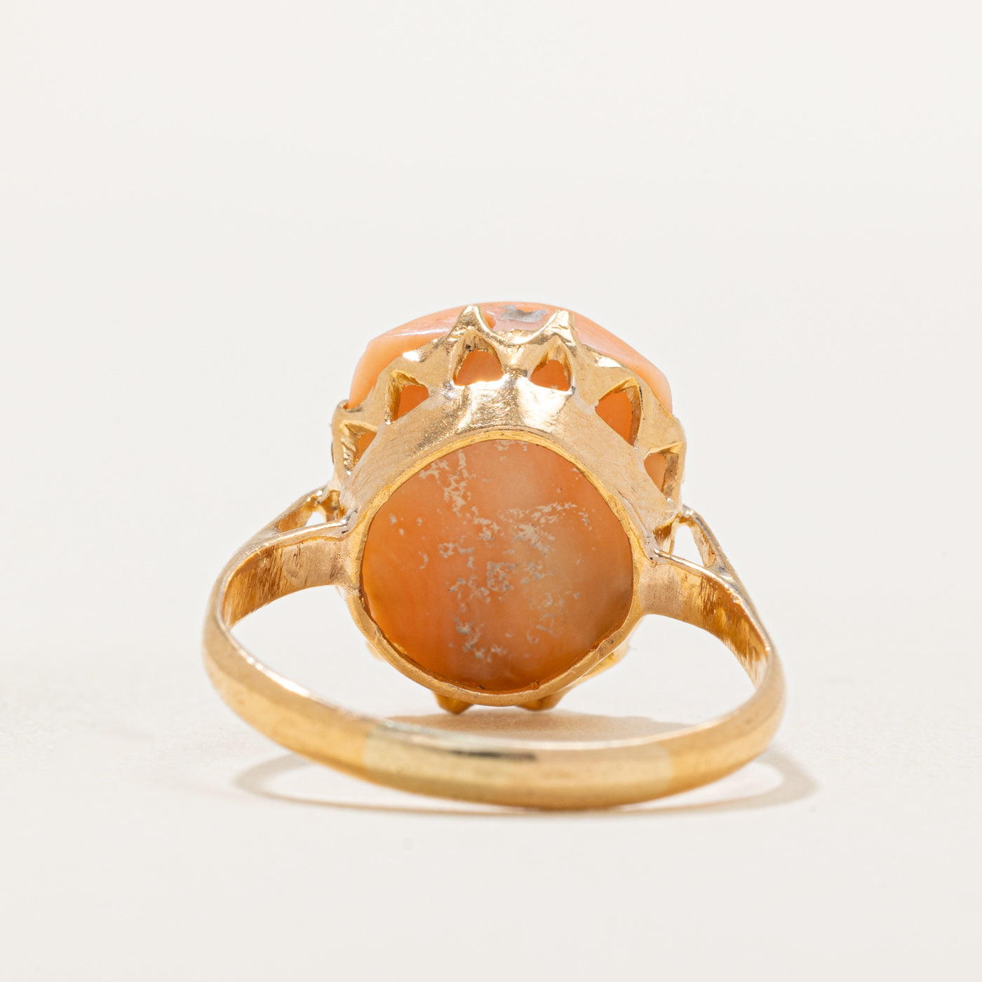 Coral Cameo Mask Ring | 5.00ct | SZ 7.25 |