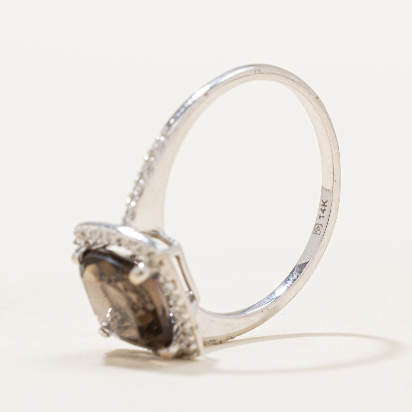 Smoky Quartz & Diamond Halo Ring | 1.70ct, 0.07ctw | SZ 7.25 |