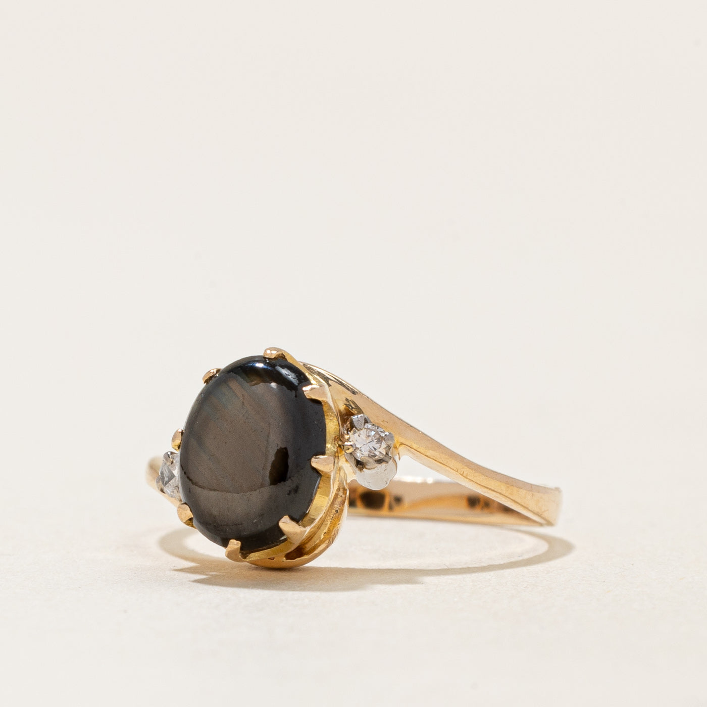 Black Star Sapphire & Diamond Ring | 1.55ct, 0.04ctw | SZ 5.5 |