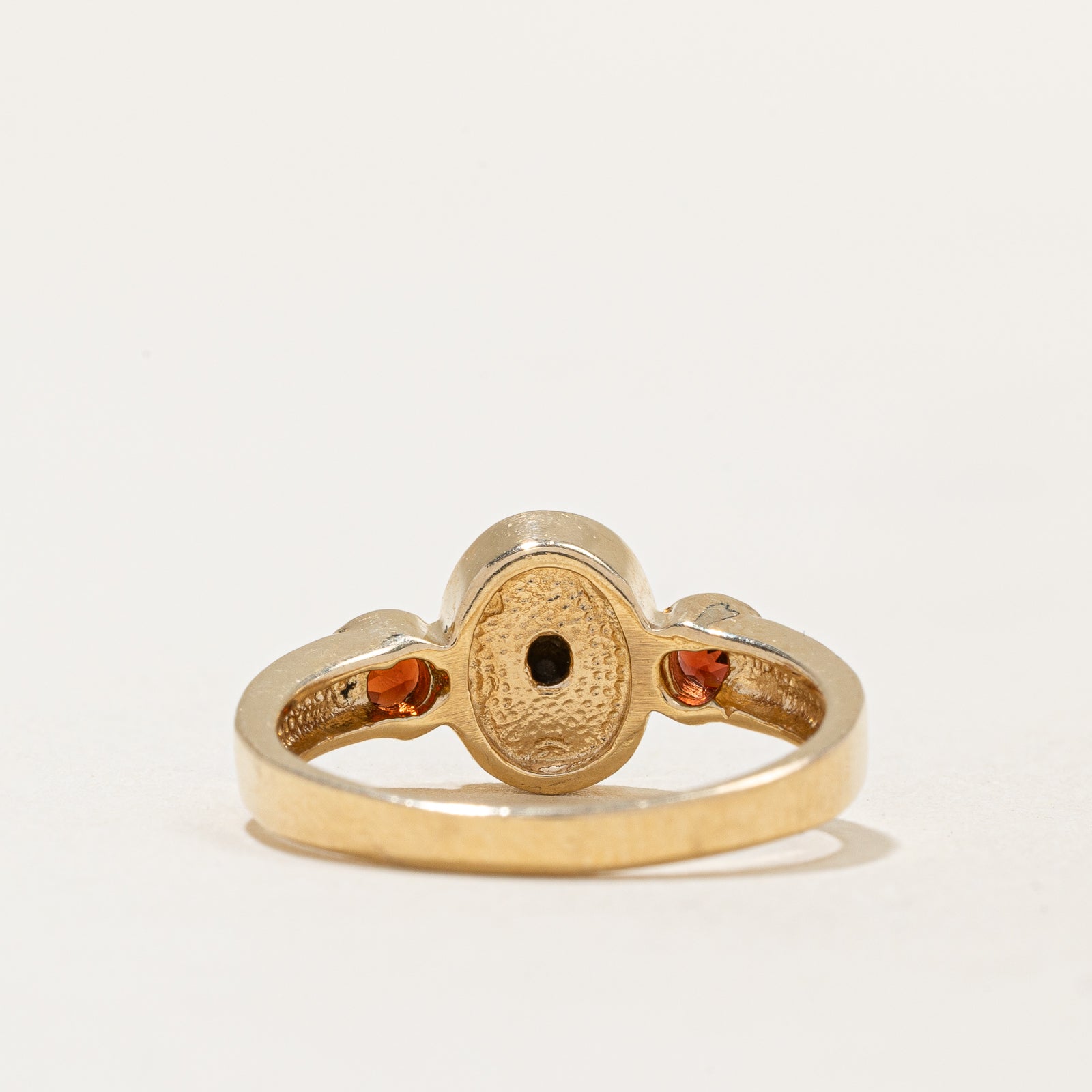 Birmingham Hallmarked Ammolite Triplet & Garnet Ring | 1.10ct, 0.20ctw | SZ 8.25 |