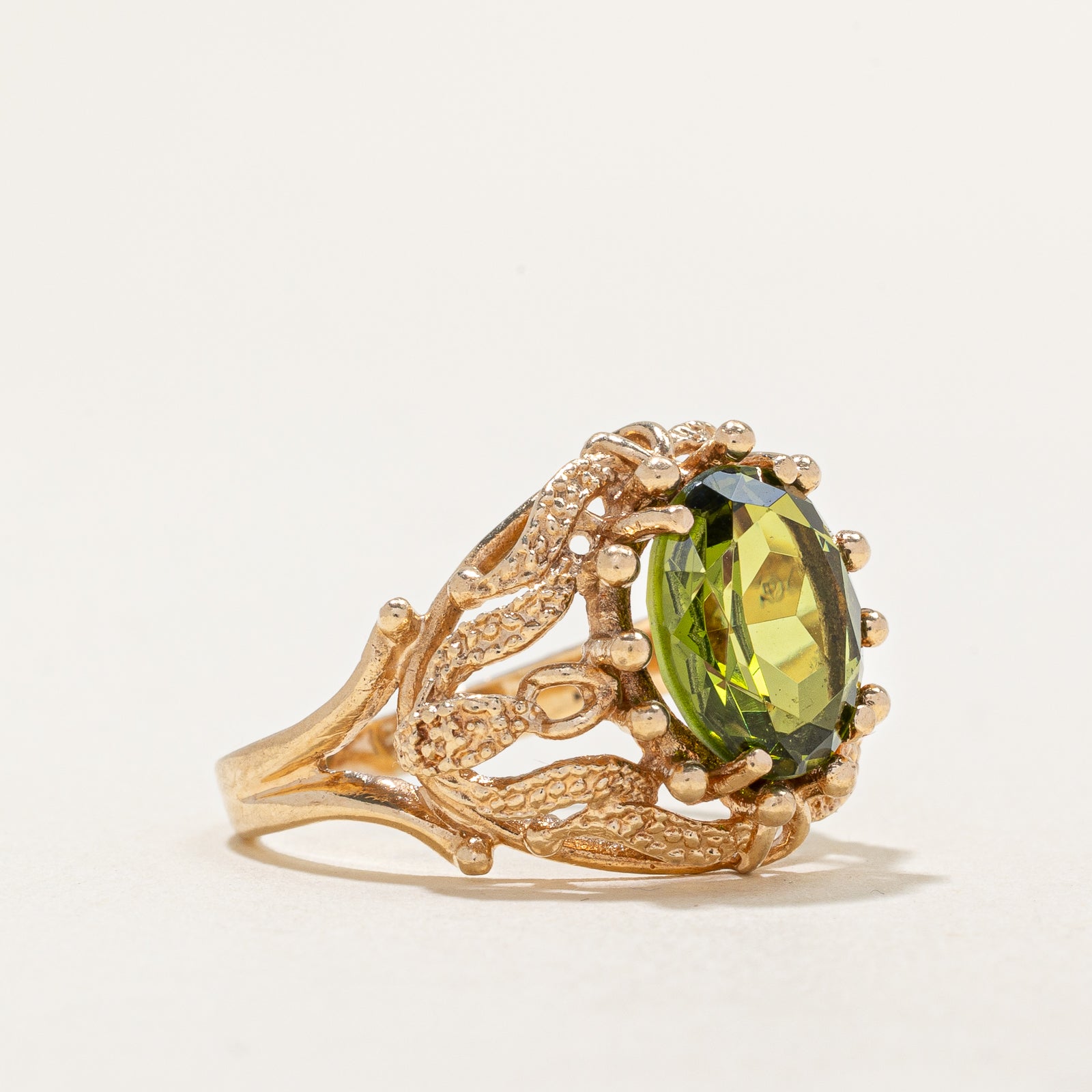 Bague cocktail vintage canadienne en spinelle synthétique | 6,45 ct | Taille 8,75 |