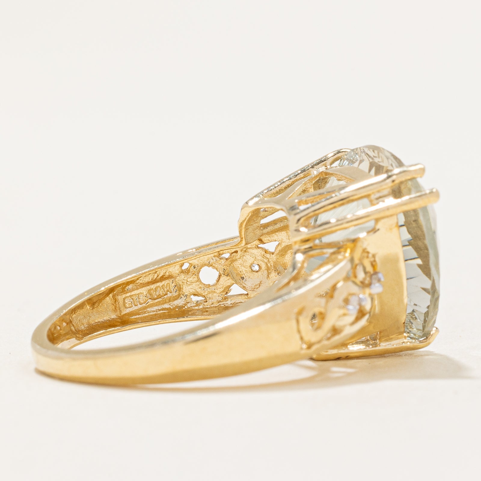 Prasiolite & Diamond Cocktail Ring | 7.00ct, 0.02ctw | SZ 7 |