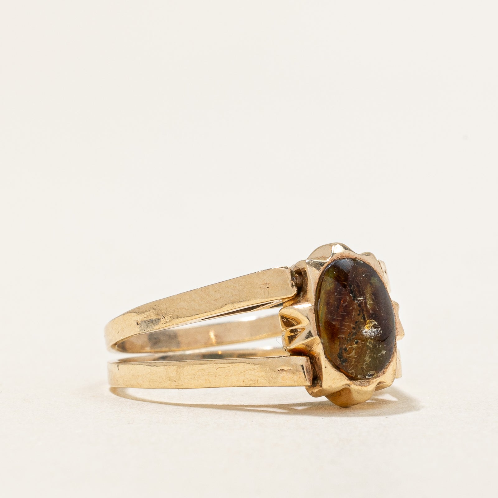 Larimar & Amber Reversible Ring | 0.65ct, 0.30ct | SZ 4 |