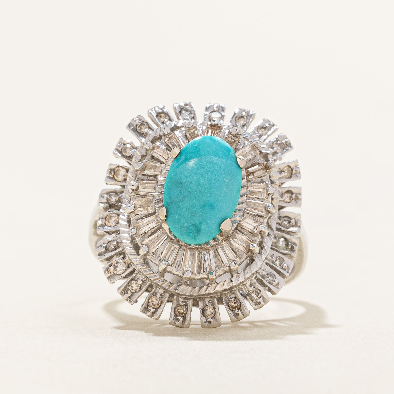 Turquoise & Diamond Ring | 1.40ct, 0.50ctw | SZ 8 |