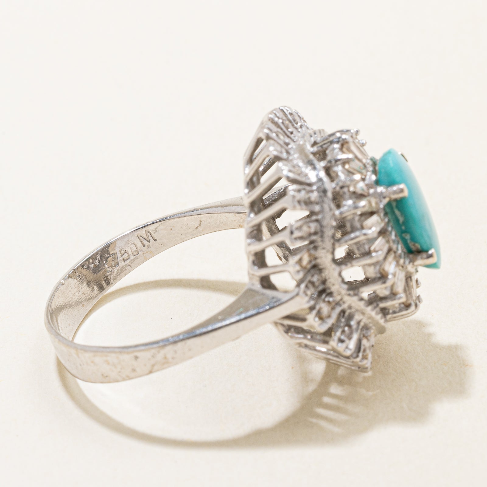 Turquoise & Diamond Ring | 1.40ct, 0.50ctw | SZ 8 |