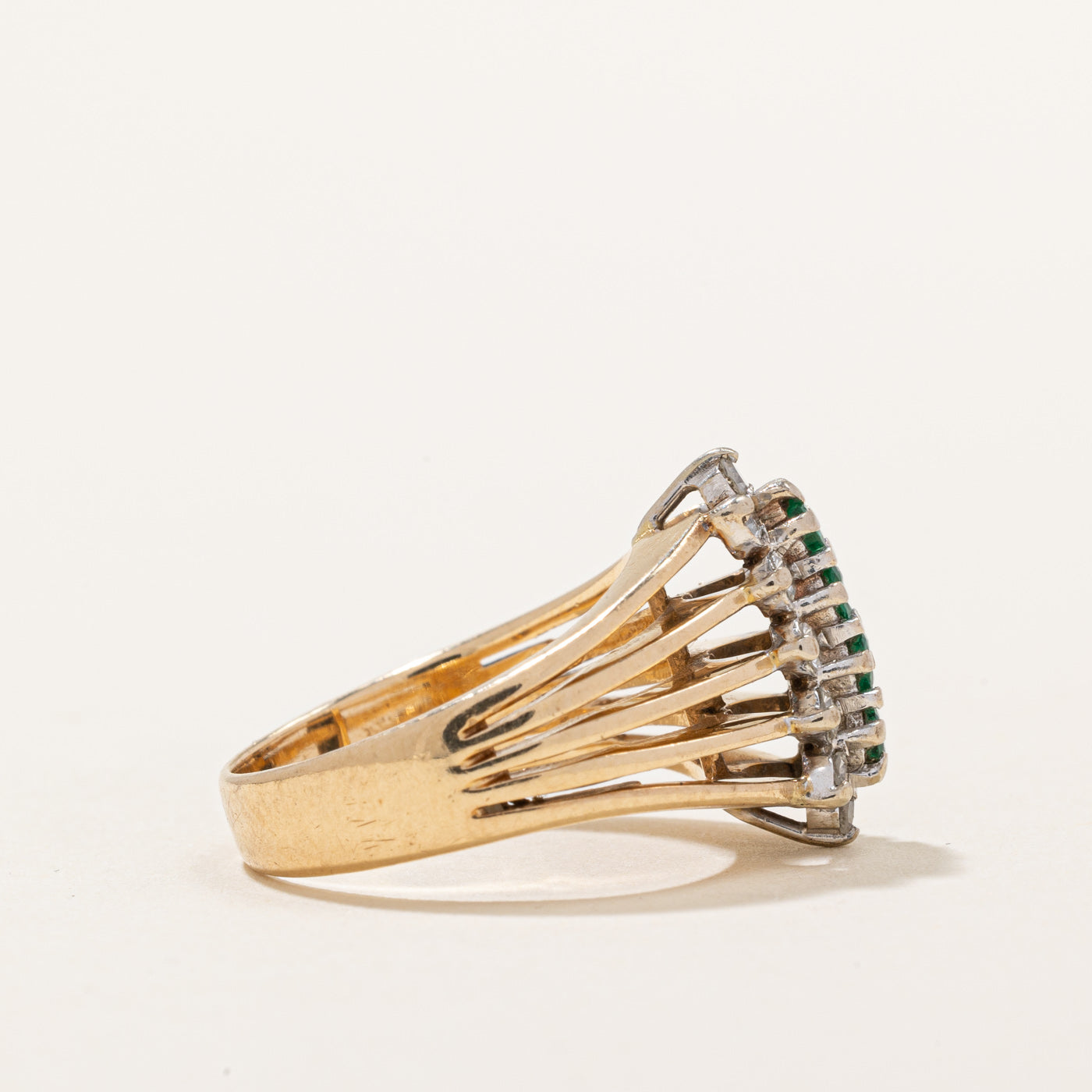 Diamond & Emerald Column Ring | 0.23ctw, 0.15ctw | SZ 4.75 |