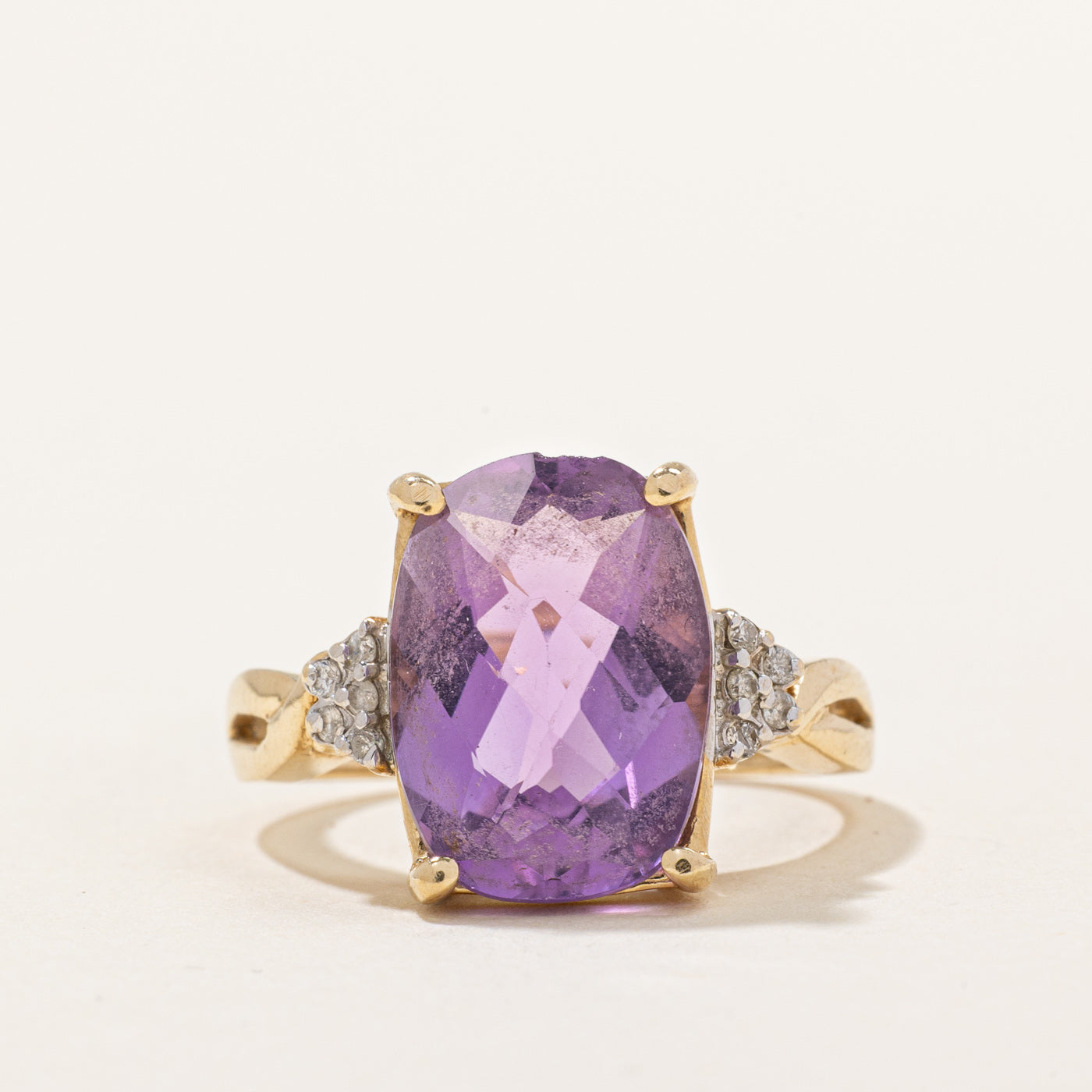 Amethyst & Diamond Cocktail Ring | 5.00ct, 0.05ctw | SZ 7 |