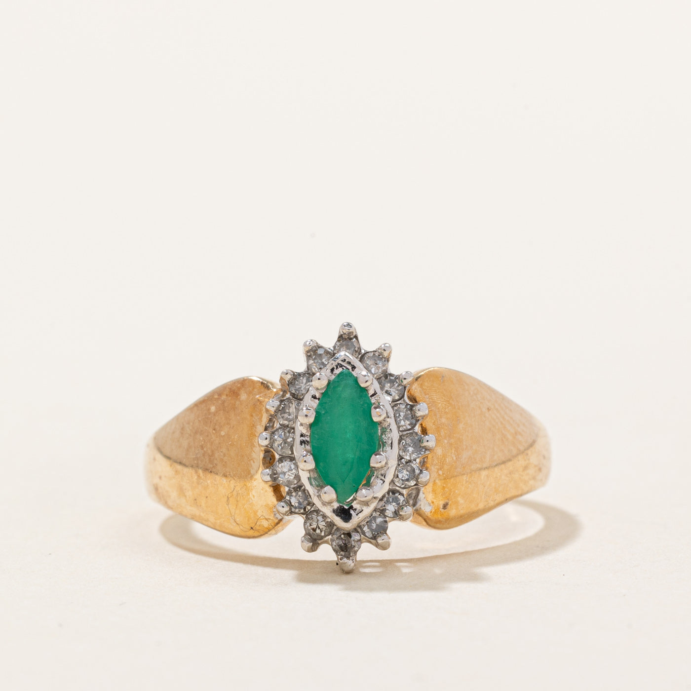 Emerald & Diamond Halo Ring | 0.20ct, 0.08ctw | SZ 6.75 |