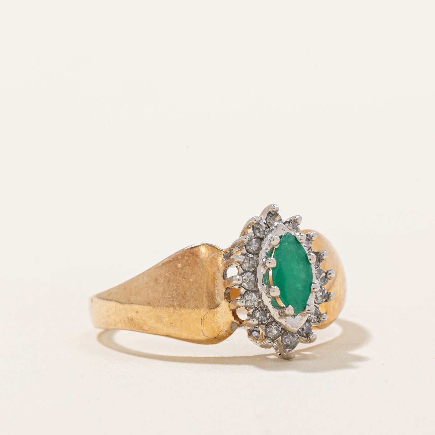 Emerald & Diamond Halo Ring | 0.20ct, 0.08ctw | SZ 6.75 |