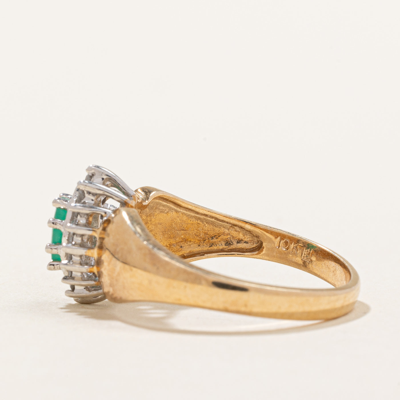 Emerald & Diamond Halo Ring | 0.20ct, 0.08ctw | SZ 6.75 |
