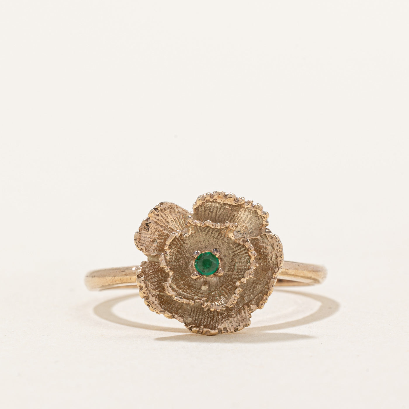 Emerald Flower Ring | 0.02ct | SZ 6 |