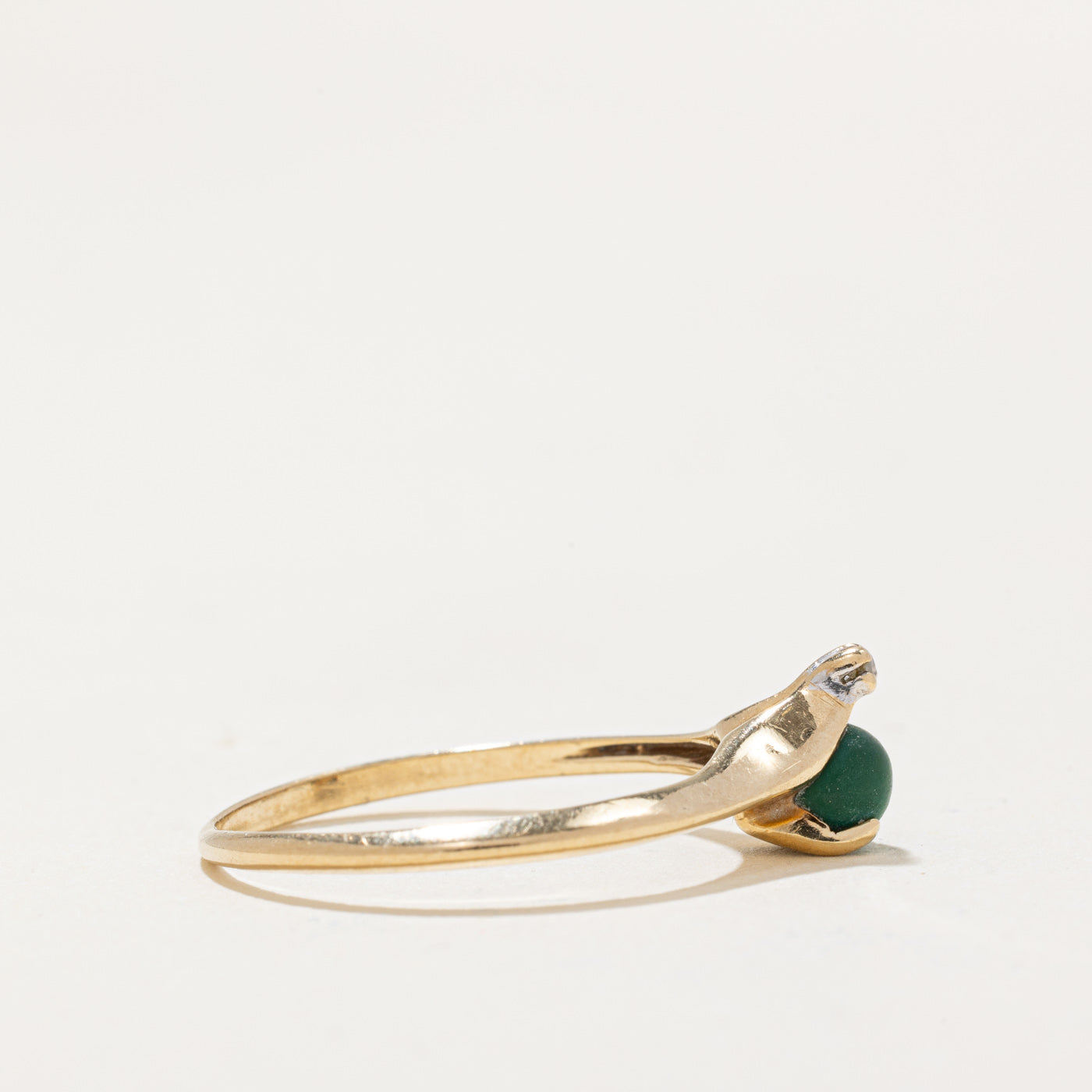 Jadeite & Diamond Chevron Ring | 0.35ct, 0.005ct | SZ 6.75 |
