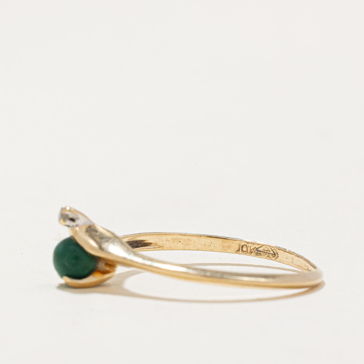 Jadeite & Diamond Chevron Ring | 0.35ct, 0.005ct | SZ 6.75 |
