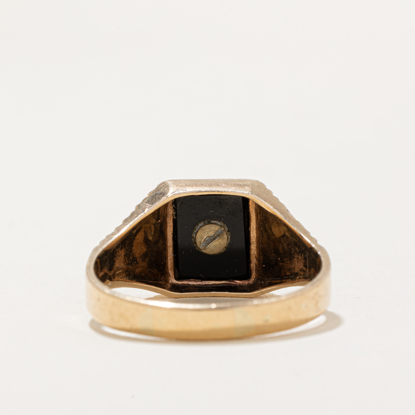 Onyx 'F' Signet Ring | 1.00ct | SZ 11.25 |