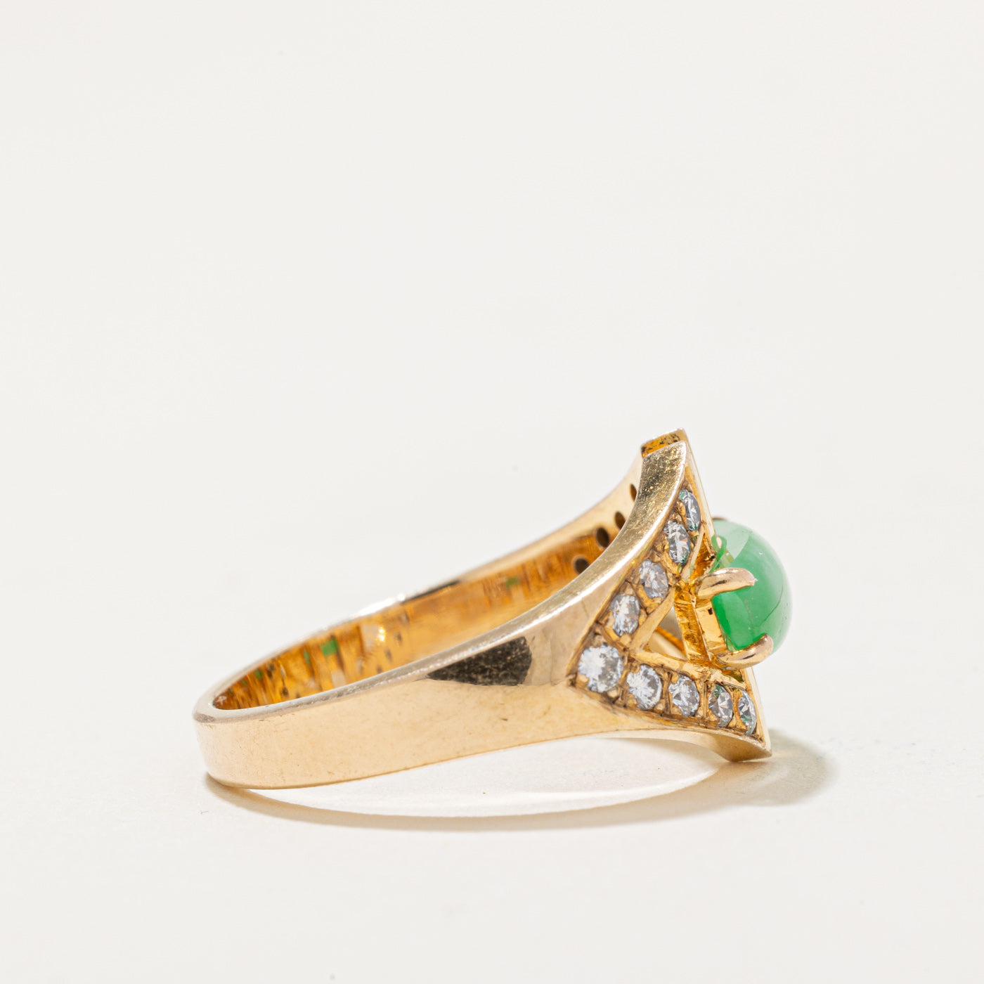 Bague cocktail en jadéite et diamants | 1,00 ct, 0,18 ct au total | Taille 5,75 |