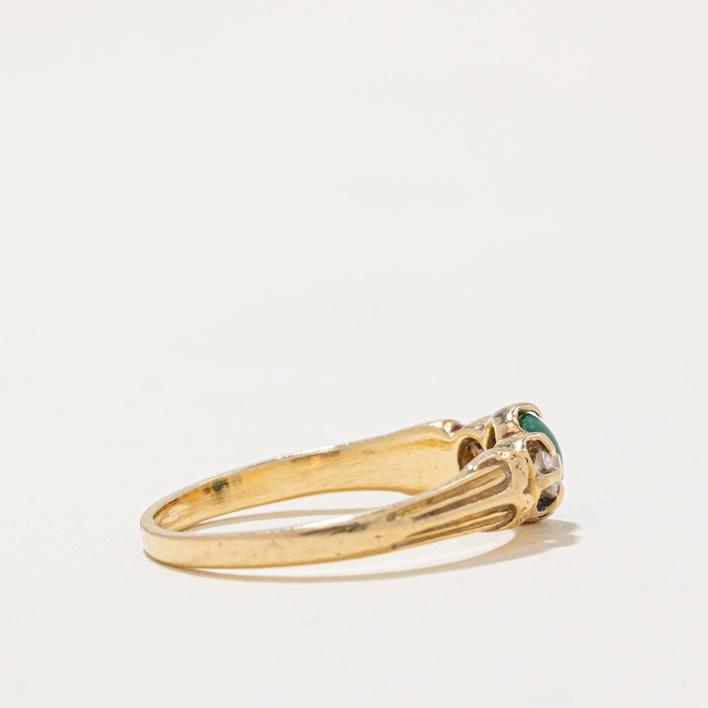 Jadeite & Old Mine Cut Diamond Ring | 0.30ct, 0.09ctw | SZ 4.25 |
