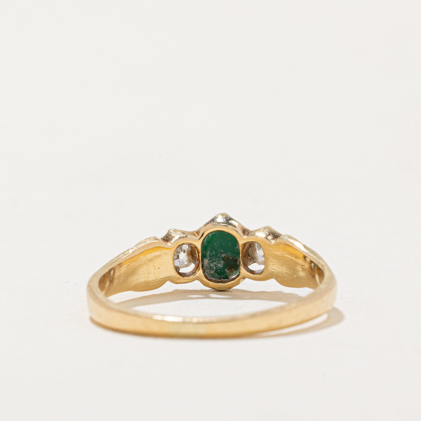 Jadeite & Old Mine Cut Diamond Ring | 0.30ct, 0.09ctw | SZ 4.25 |