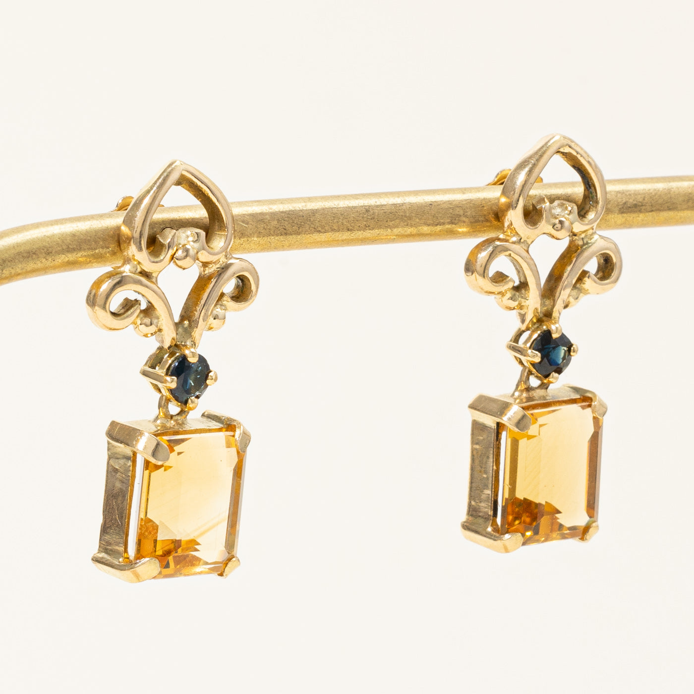 Citrine & Sapphire Earrings | 8.40ctw, 0.46ctw |