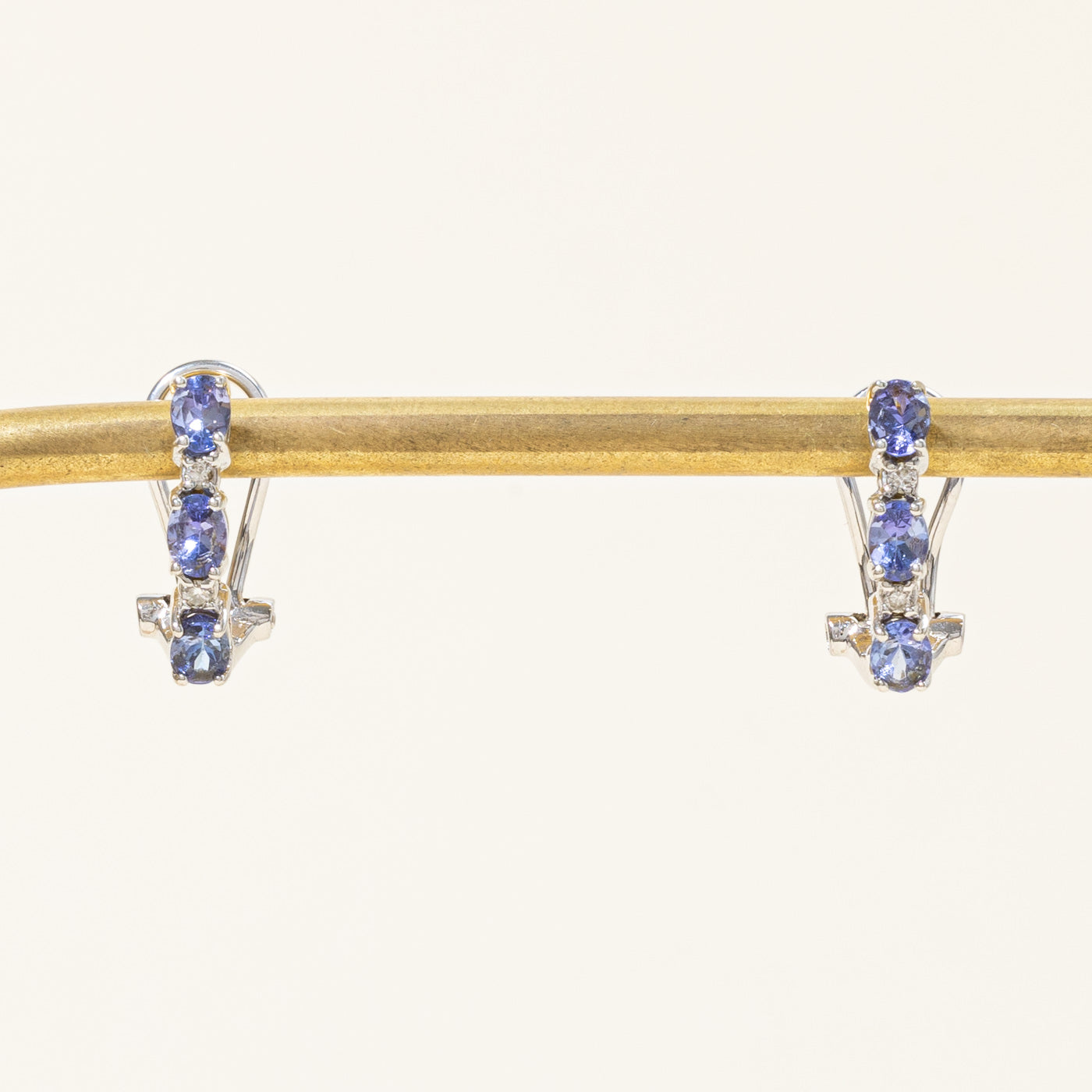 Tanzanite & Diamond Half Hoop Earrings | 0.90ctw, 0.06ctw |