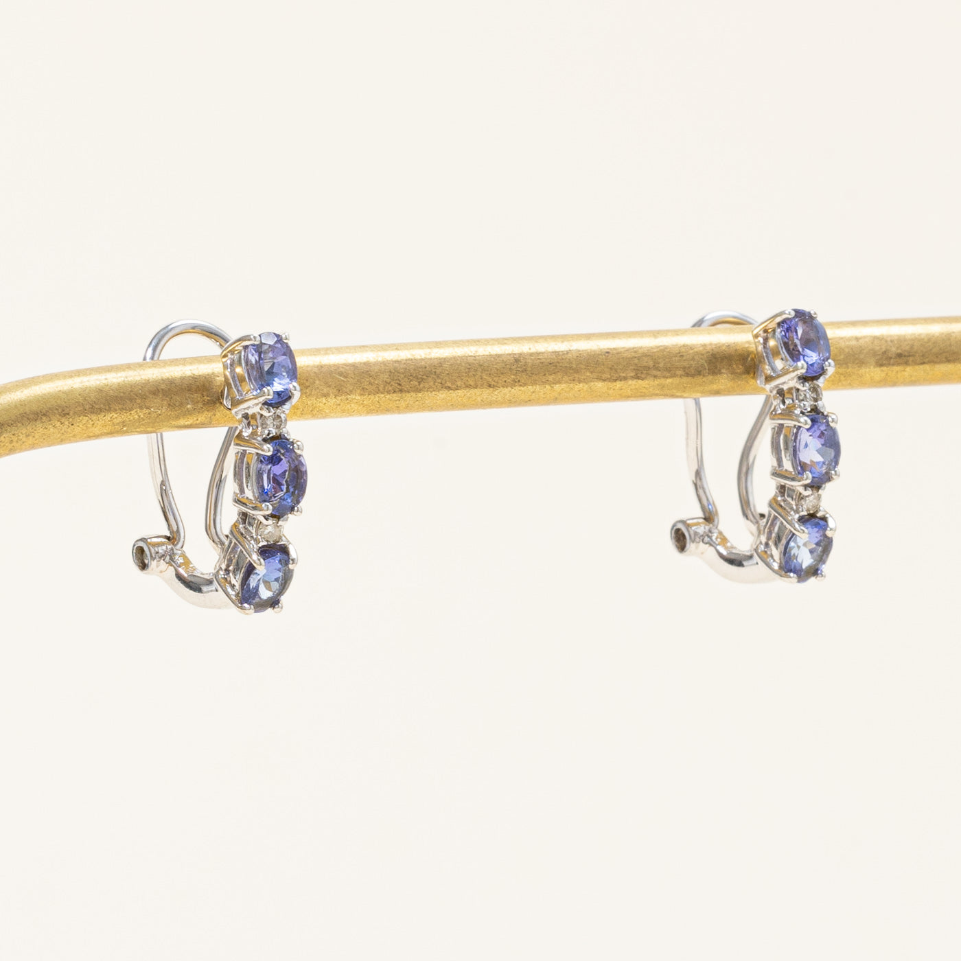 Tanzanite & Diamond Half Hoop Earrings | 0.90ctw, 0.06ctw |