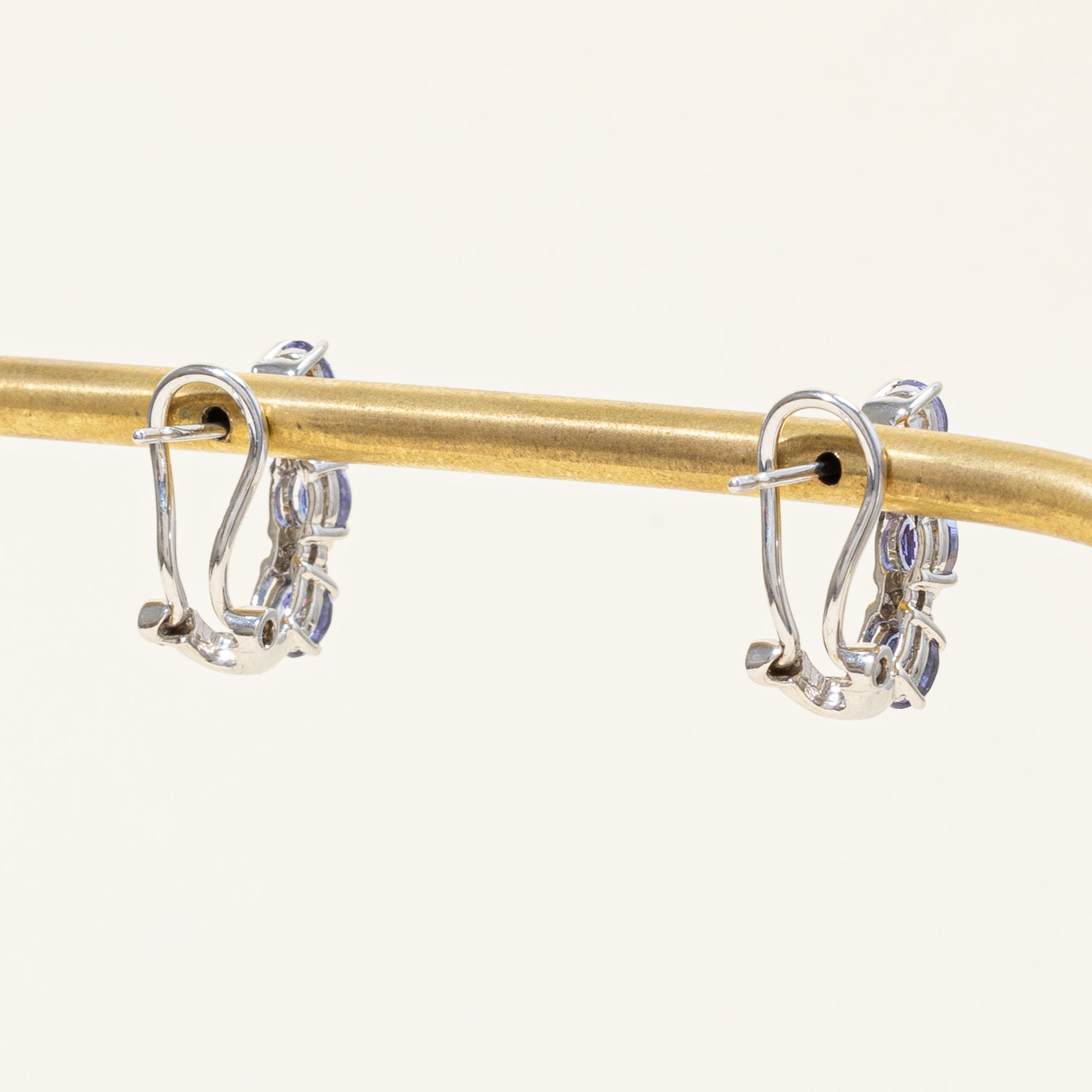 Tanzanite & Diamond Half Hoop Earrings | 0.90ctw, 0.06ctw |