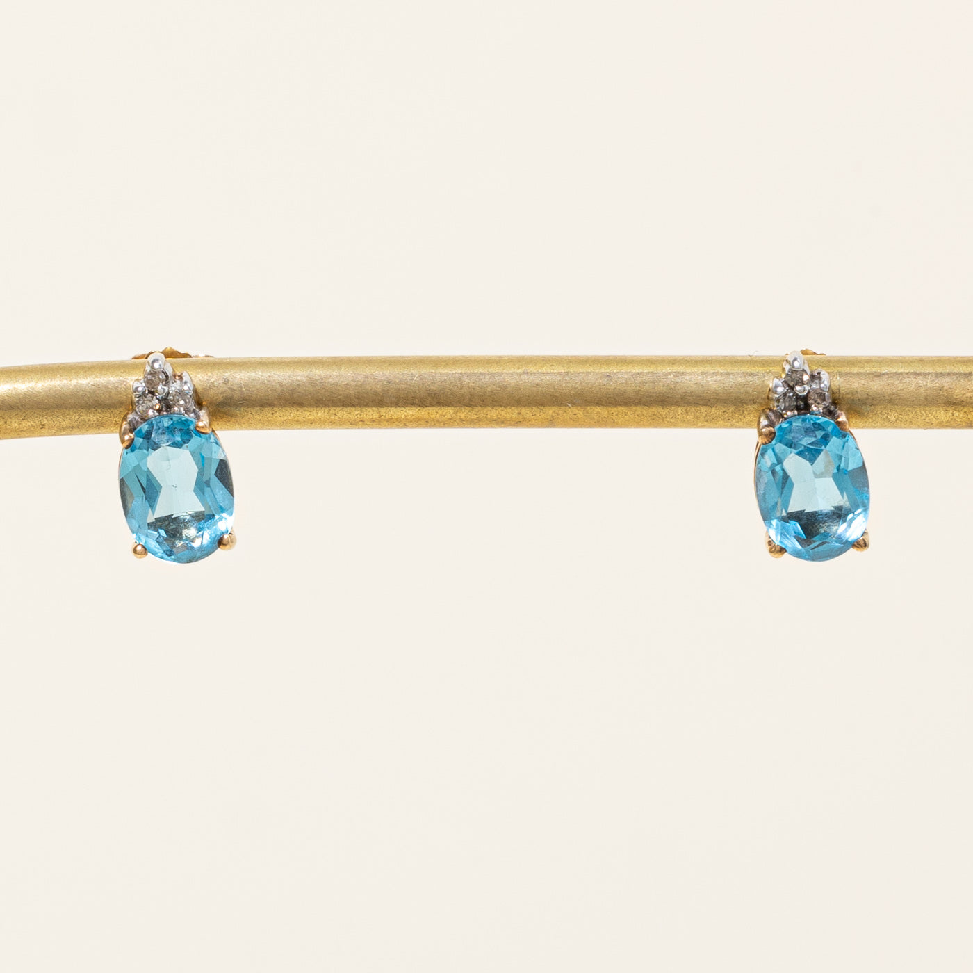 Blue Topaz & Diamond Earrings | 3.00ctw, 0.03ctw |