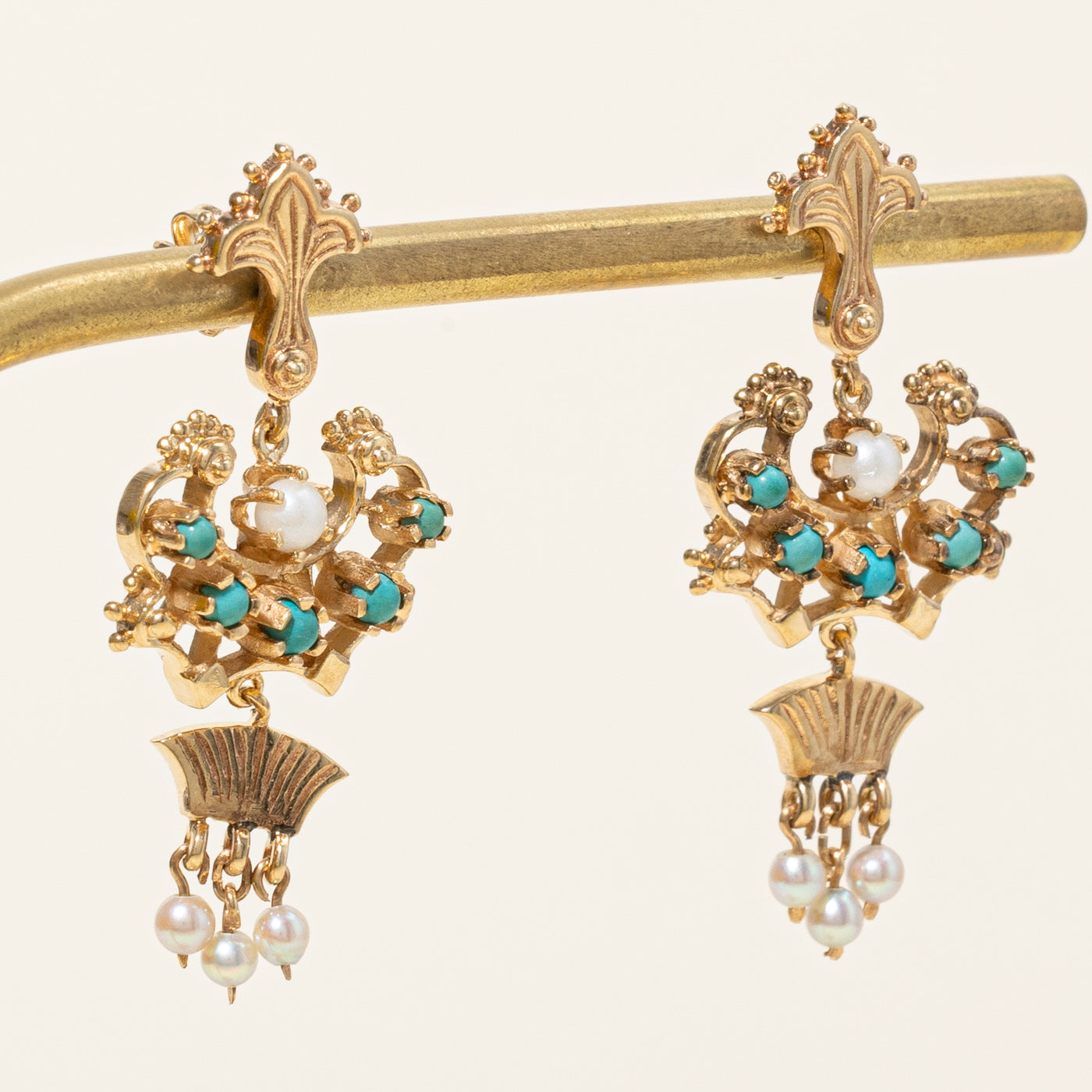 Seed Pearl & Turquoise Drop Earrings | 2.00ctw |