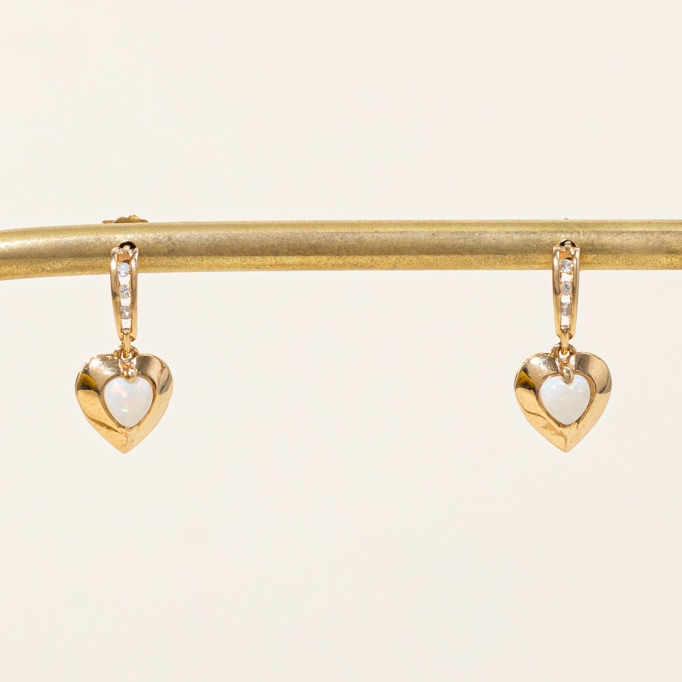 Opal & Diamond Heart Earrings | 0.22ctw, 0.03ctw |